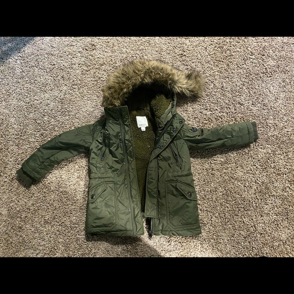 Army Green Boys Diesel Winter Coat